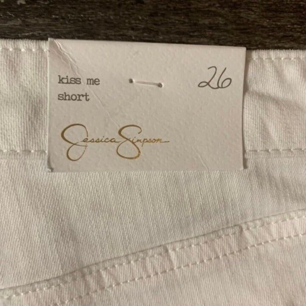 Jessica‎ Simpson White Cutoff Jeans Shorts Size 26 Kiss Me Denim Shorts NWT - Picture 3 of 4